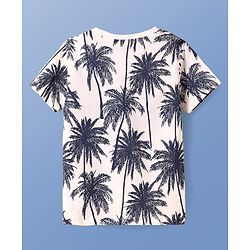 Pine Kids Cotton Knit  Half Sleeves  T-Shirt & Shorts Set with Hawaii Text Print - Navy Blue