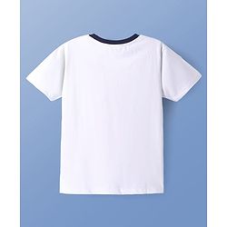 Pine Kids Single Jersey Knit Half Sleeves Shorts Night Suit With Rugby Ball Print - White