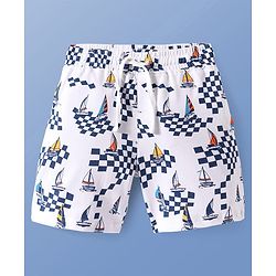 Pine Kids Single Jersey Knit Half Sleeves Shorts Night Suit with Ship Print - White
