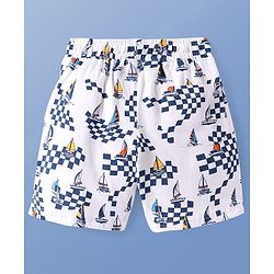 Pine Kids Single Jersey Knit Half Sleeves Shorts Night Suit with Ship Print - White
