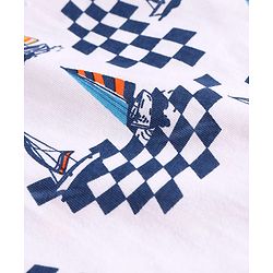 Pine Kids Single Jersey Knit Half Sleeves Shorts Night Suit with Ship Print - White