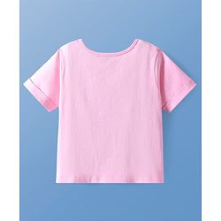 Pine Kids Cotton Knit Half  Sleeves T-Shirt with Floral Print - Pink