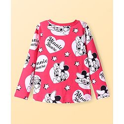 Pine Kids Disney Single Jersey Knit Full Sleeves Nightsuit Set With Minnie Mouse Graphics - Red