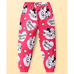 Pine Kids Disney Single Jersey Knit Full Sleeves Nightsuit Set With Minnie Mouse Graphics - Red