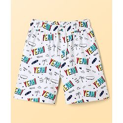 Pine Kids Single Jersey Knit Half Sleeves Night Suit With Text Print - White
