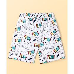 Pine Kids Single Jersey Knit Half Sleeves Night Suit With Text Print - White