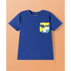 Pine Kids Single Jersey Knit Half Sleeves T-Shirt & Short Night Suit  with Abstract Print - Navy Blue
