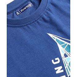 Pine Kids Single Jersey Half Sleeves Shorts Night Suit with Ship Print - Navy Blue