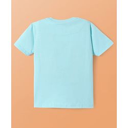Pine Kids Single Jersey Knit Half Sleeves Night Suit With Text & Leaf Print - Light Blue