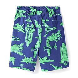 Pine Kids Single Jersey Knit Half Sleeves Shorts Night Suit with Aeroplane Print - Navy Blue