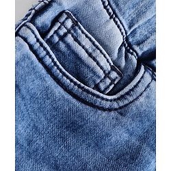 Pine Kids Woven Full Length Solid Washed Denim Jeans - Light Blue