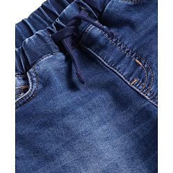 Pine Kids Woven Full Length Solid Washed Denim Joggers - Blue