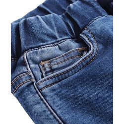 Pine Kids Woven Full Length Solid Washed Denim Joggers - Blue