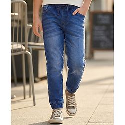 Pine Kids Woven Full Length Washed Denim Joggers - Blue