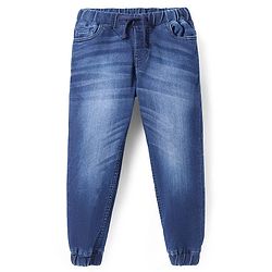 Pine Kids Woven Full Length Washed Denim Joggers - Blue
