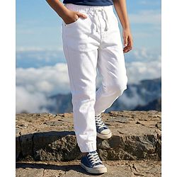 Pine Kids Woven Full Length Washed Denim Jeans - White