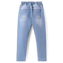Pine Kids Woven Full Length Solid Washed Denim Jeans - Light Blue
