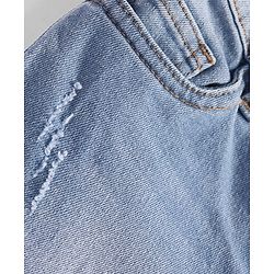 Pine Kids Woven Full Length Solid Washed Denim Jeans - Light Blue