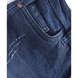 Pine Kids Woven Full Length Solid Washed Denim Jeans - Navy Blue