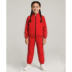 Pine Active Woven Full Sleeve Tracksuit with Tape Detailing - Red