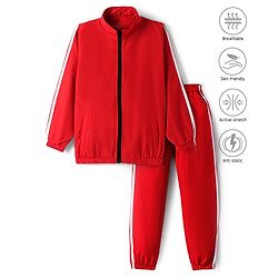 Pine Active Woven Full Sleeve Tracksuit with Tape Detailing - Red