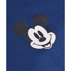 Pine Kids Disney Terry Knit Half Drop Shoulder Sleeves Over Size Fit T-Shirt with Mickey Mouse Graphic - Navy Blue