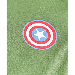 Pine Kids Marvel Terry Knit Half Drop Shoulder Sleeves T-Shirt with Captain America Graphic - Green