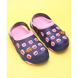 Pine Kids Clogs with Back Strap Closure & Sunglasses Applique - Pink & Navy Blue