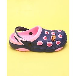 Pine Kids Clogs with Back Strap Closure & Sunglasses Applique - Pink & Navy Blue
