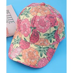 Pine Kids Cotton Baseball Cap With Floral Print - Yellow