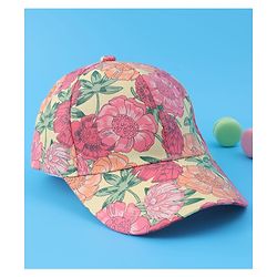 Pine Kids Cotton Baseball Cap With Floral Print - Yellow
