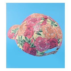 Pine Kids Cotton Baseball Cap With Floral Print - Yellow