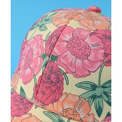Pine Kids Cotton Baseball Cap With Floral Print - Yellow