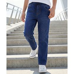 Pine Kids Woven Full Length Washed Denim Jeans - Blue