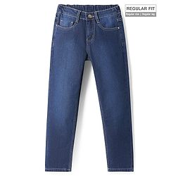 Pine Kids Woven Full Length Washed Denim Jeans - Blue
