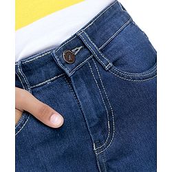 Pine Kids Woven Full Length Washed Denim Jeans - Blue