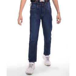 Pine Kids Woven Full Length Washed Denim Jeans - Blue