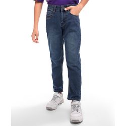 Pine Kids Denim Woven Full Length Washed Jeans - Blue