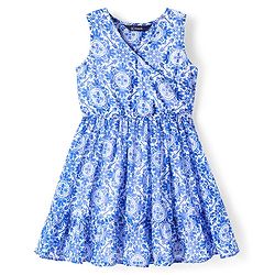 Pine Kids Woven Sleeveless Dress With Floral Print - Blue