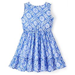 Pine Kids Woven Sleeveless Dress With Floral Print - Blue