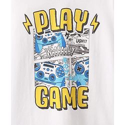 Pine Kids Cotton Knit Half Sleeves T-Shirt With Gaming Print - White