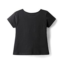 Pine Kids Cotton Knit Half Sleeves T-Shirt With Love Flowers Text Print - Black