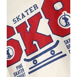 Pine Kids Cotton Knit Half Sleeves T-Shirt With Skate Theme Print - White