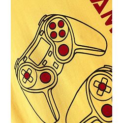 Pine Kids Cotton Knit Half Sleeves T-Shirt With Game On Text Print - Yellow