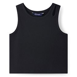 Pine Kids Cotton Knit Sleeveless Solid Color Ribbed Top - Black
