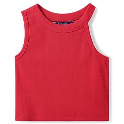 Pine Kids Cotton Knit Sleeveless Solid Color Ribbed Top - Red