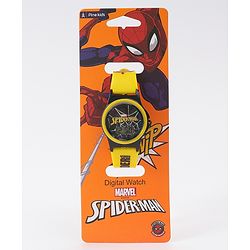 Pine Kids Marvel Digital Watch with Spiderman Print - Yellow  & Black