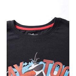 Pine Kids Disney Single Jersey Knit Drop Shoulder Oversized T-Shirt With Olaf Graphics - Black