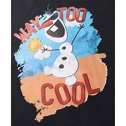 Pine Kids Disney Single Jersey Knit Drop Shoulder Oversized T-Shirt With Olaf Graphics - Black
