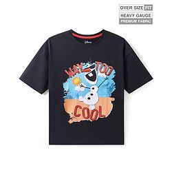 Pine Kids Disney Single Jersey Knit Drop Shoulder Oversized T-Shirt With Olaf Graphics - Black